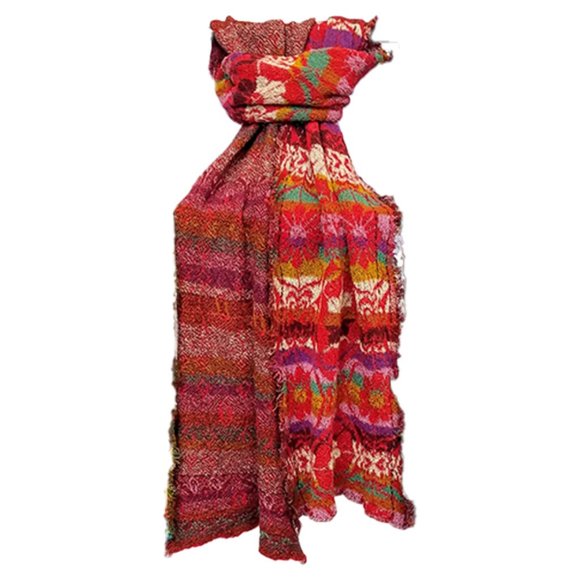 BUTAPANA Japanese Patterned Cotton Knit Scarf Medallion Stripe - Picture 3 of 5